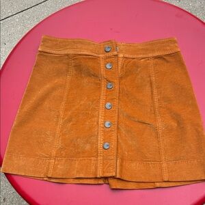 Orange Button-Front Skirt
